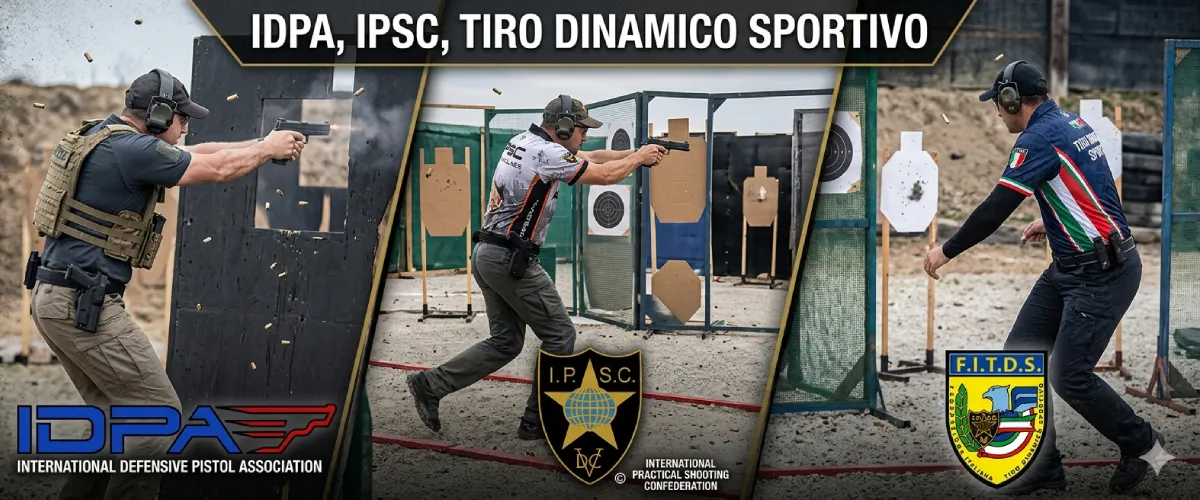 Tiratori in azione: IDPA, IPSC, tiro dinamico sportivo
